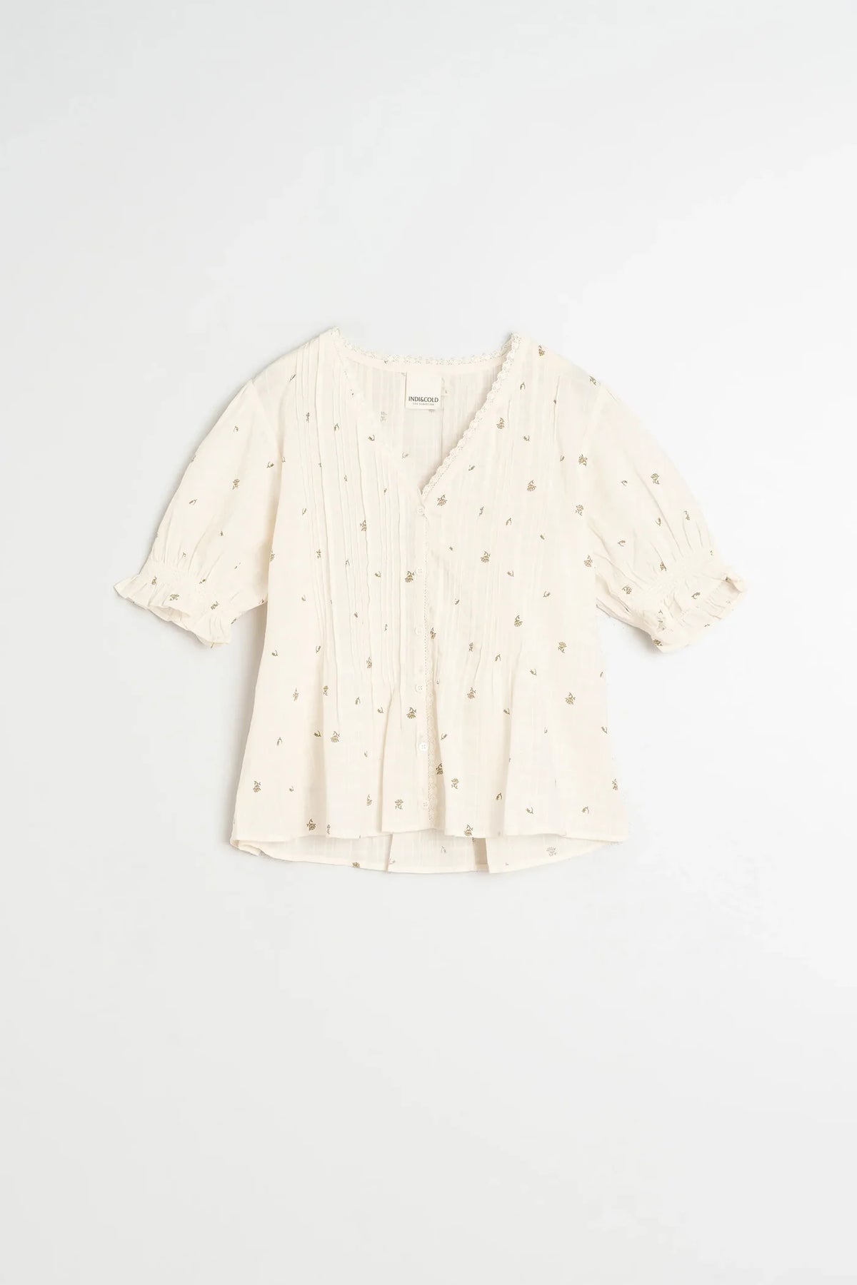 Embroidered Balloon Sleeve Blouse