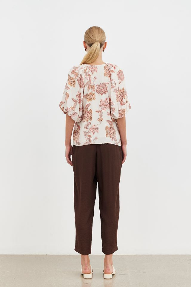 Aurora Puff Sleeve Top - Cinnamon Posey