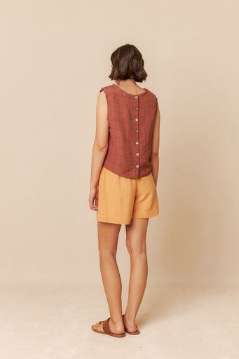 Windowpane Check Crop Top - Chocolate