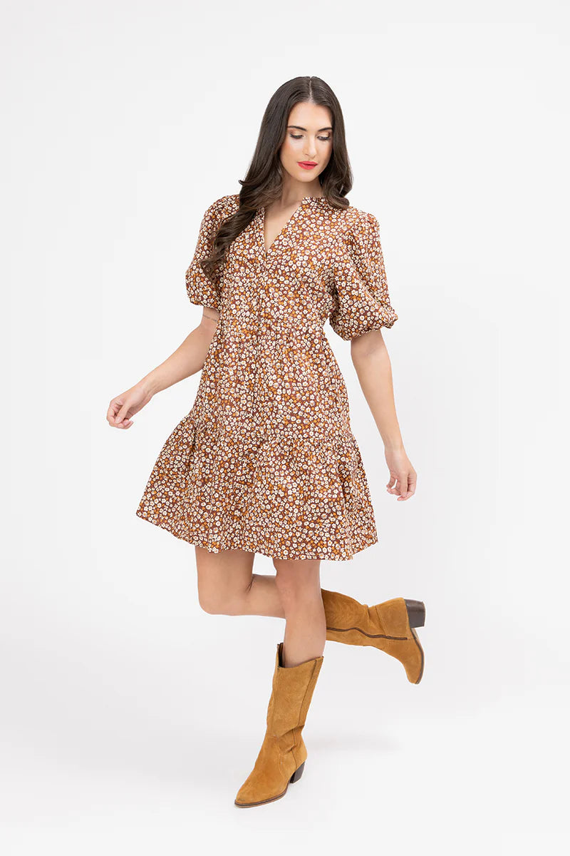Reflective Mini Dress - Caramel