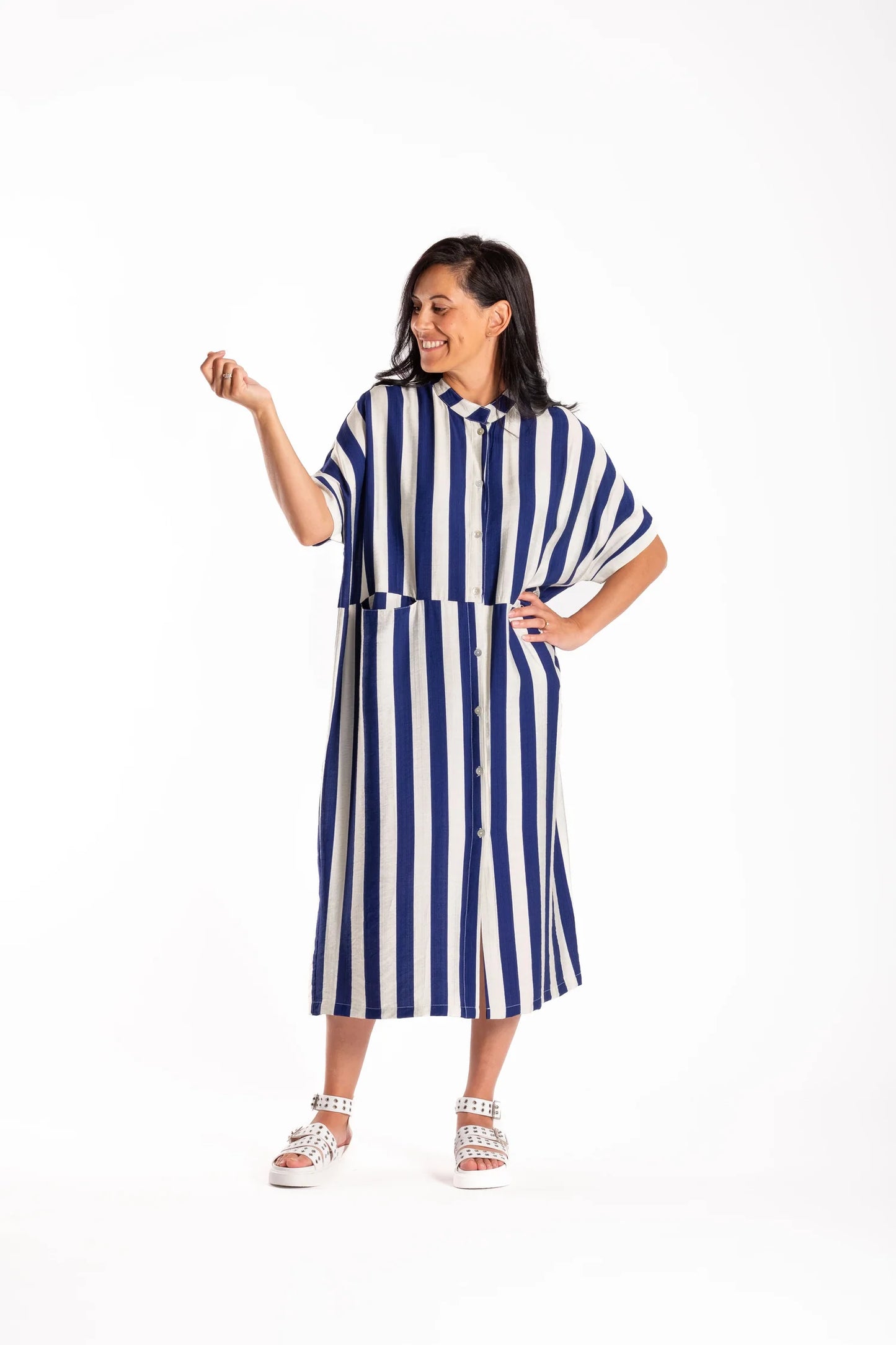 Jayde Dress - Blue/White Stripe