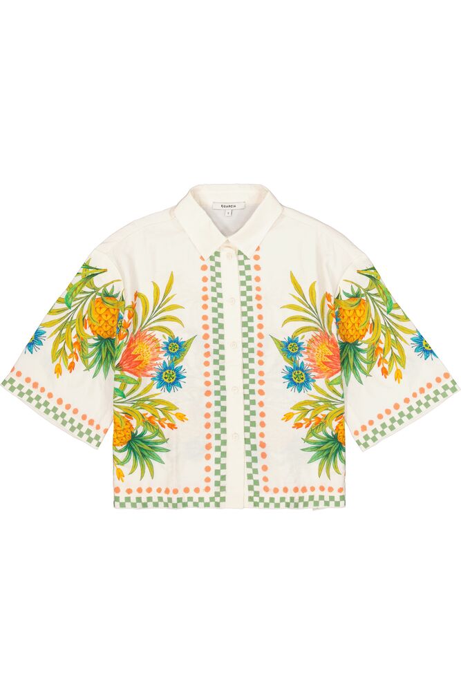 Print Crop Blouse - Turtledove