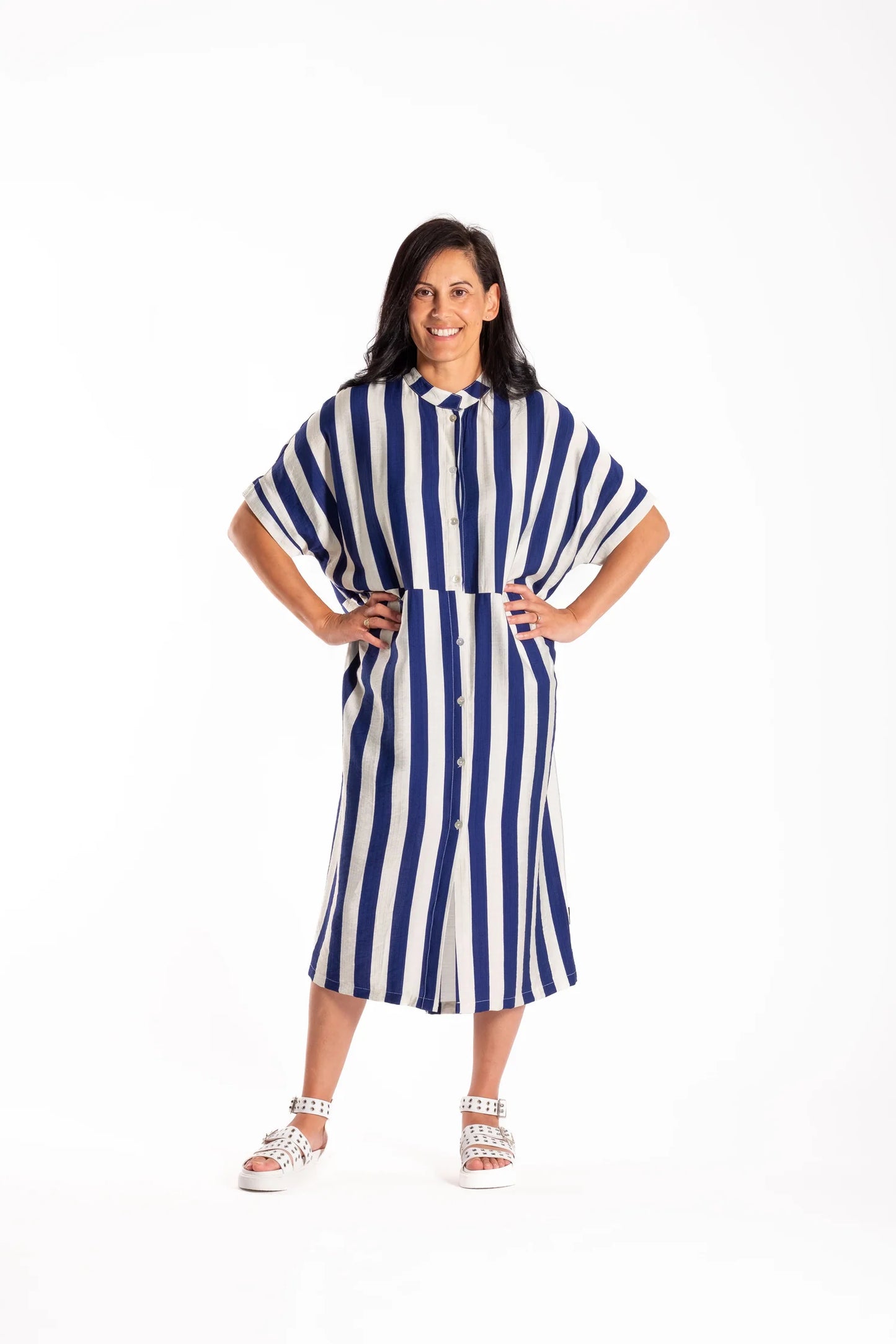 Jayde Dress - Blue/White Stripe