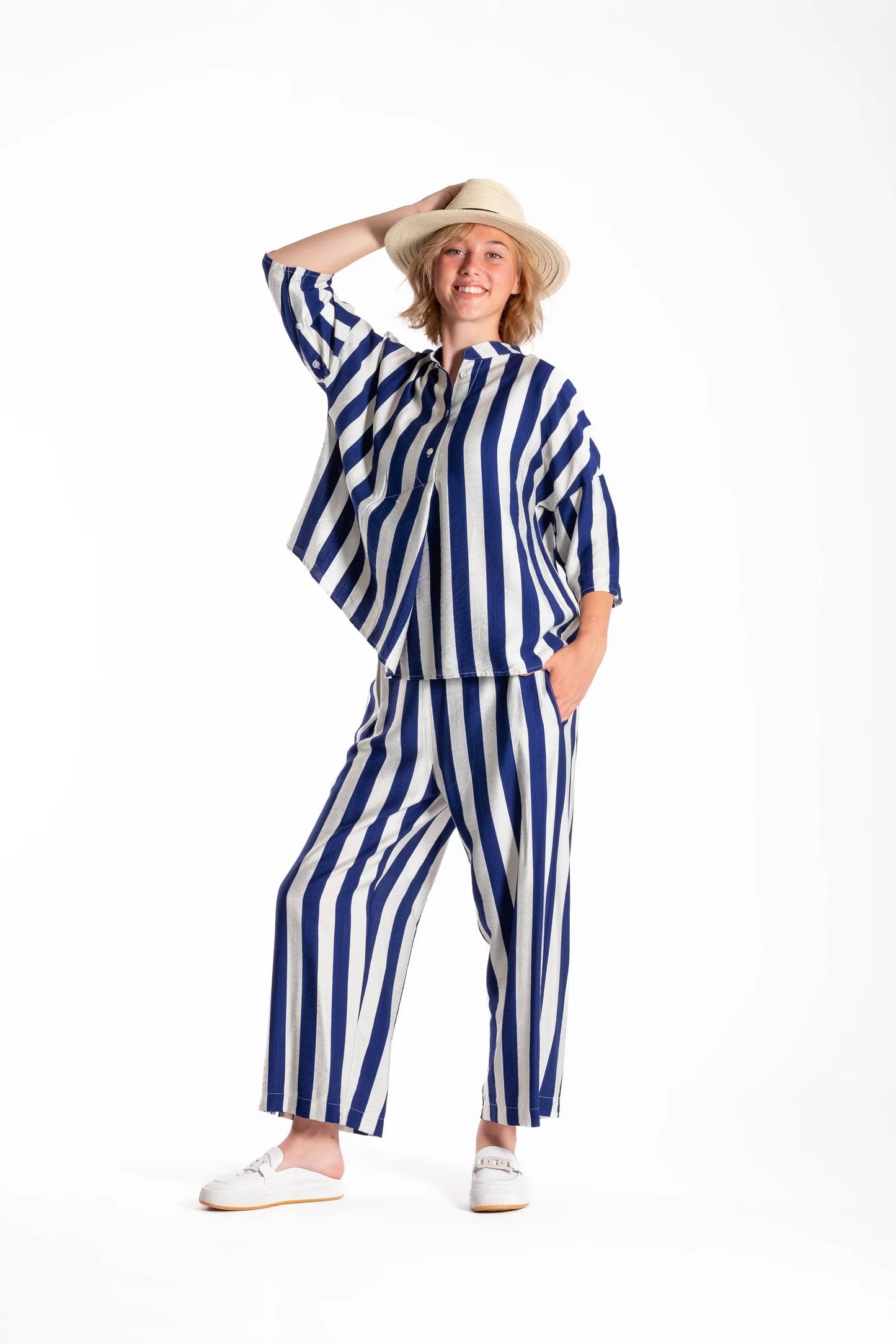 Jellicoe Wide Leg Stripe - Blue/White