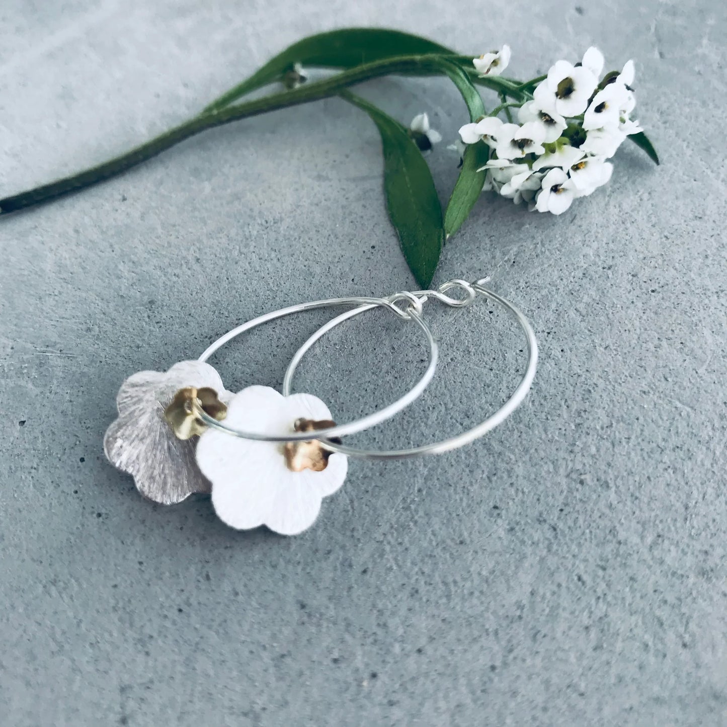 Calla Babu Flower Hoop Earrings