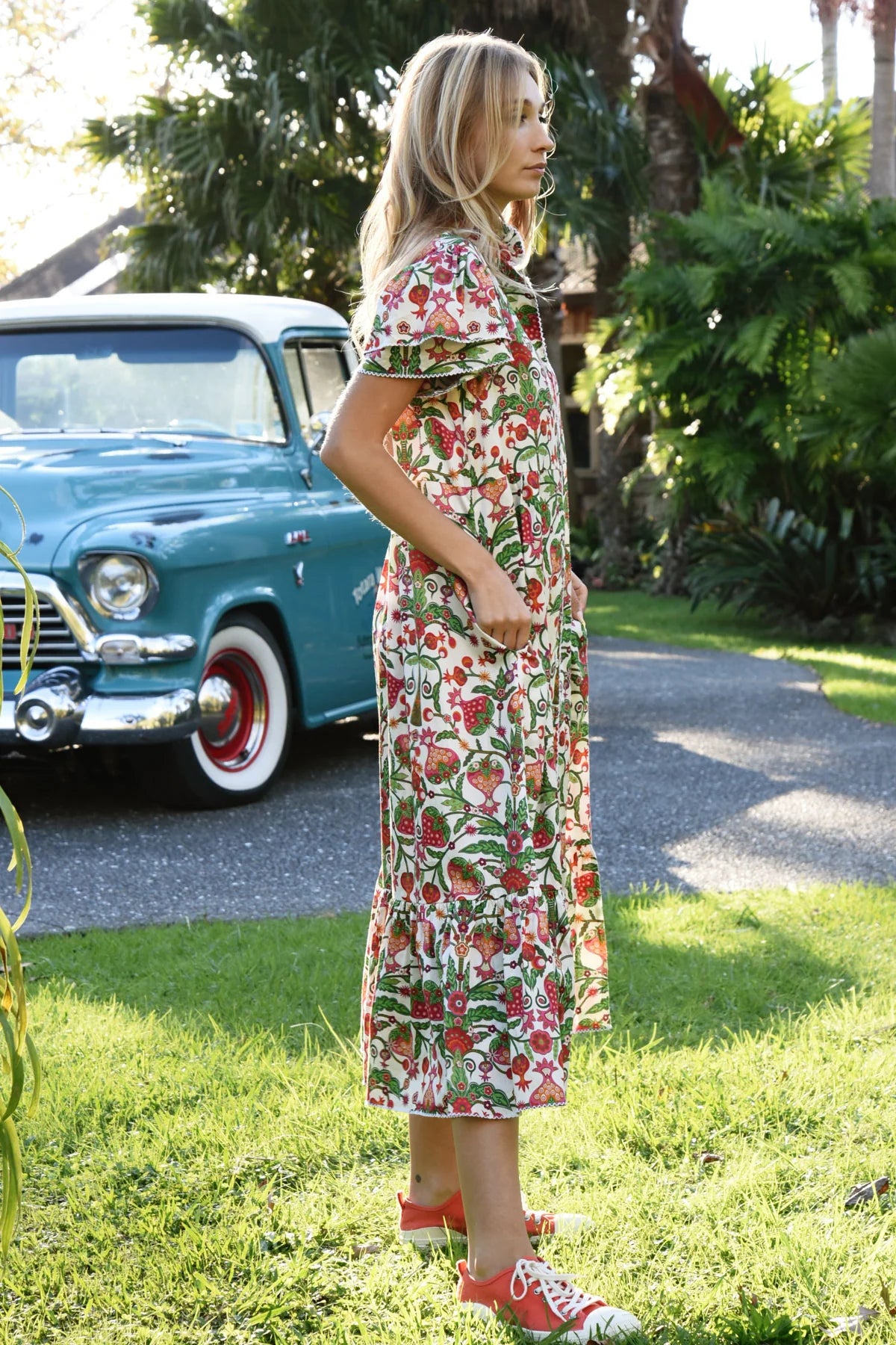 A Little Flair Dress - Berry Print