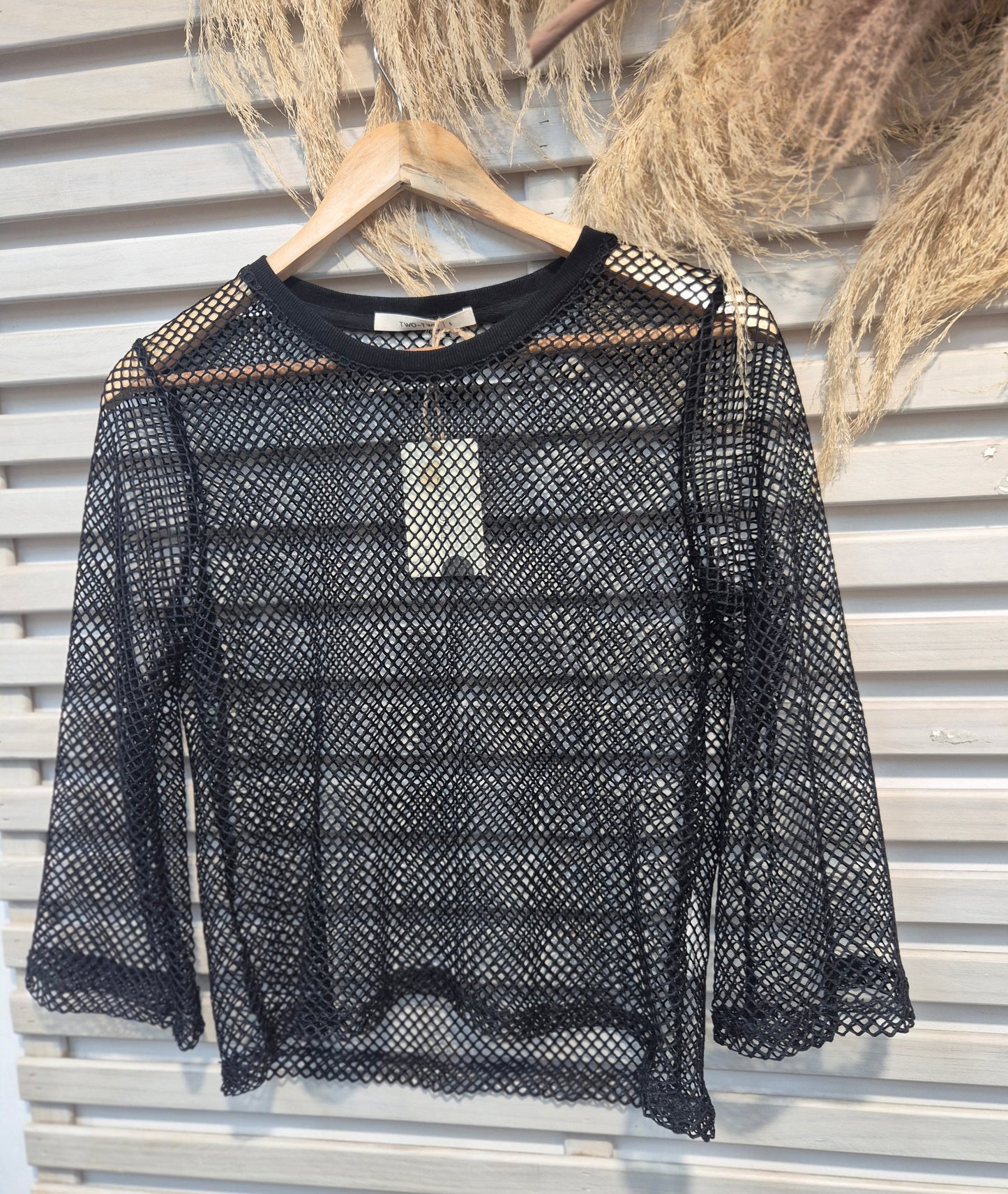 Arrow Mesh Top - Black