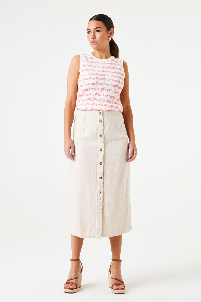 Knit Singlet - Ecru Stripe
