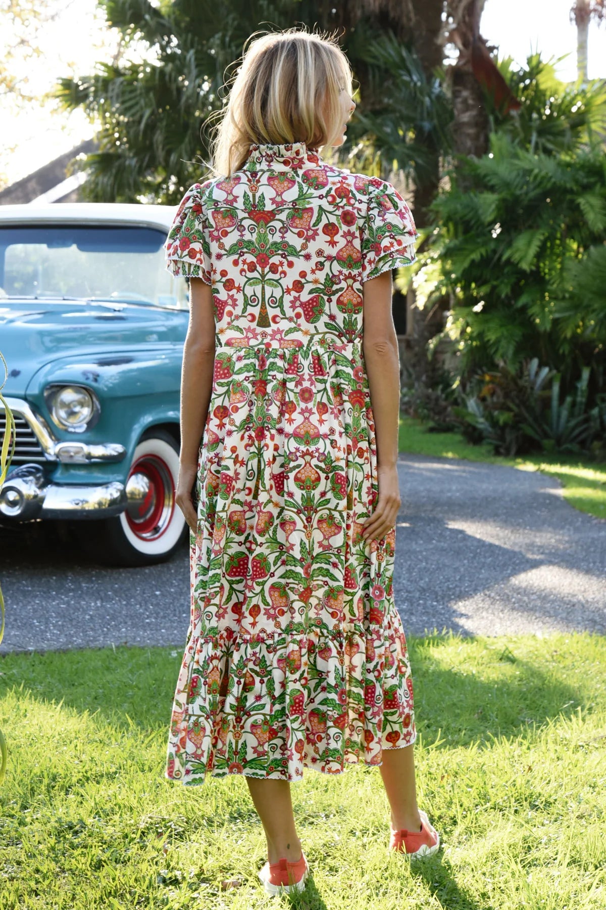 A Little Flair Dress - Berry Print