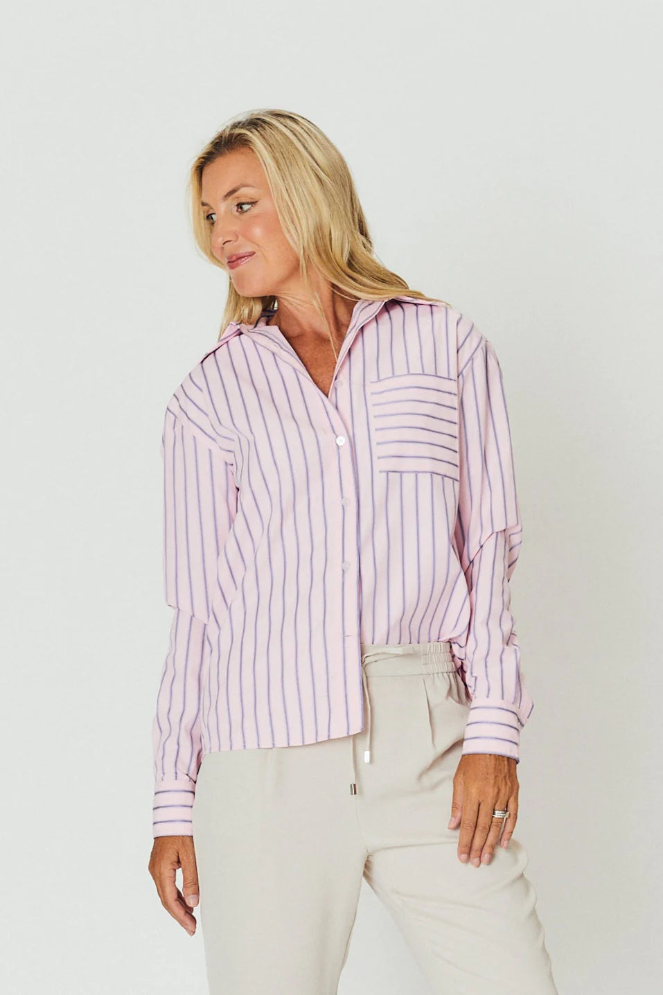 Chloe Shirt - Purple Stripe