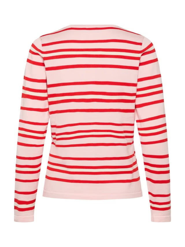 Pila Cardigan - Chalk Pink/Red Multi Stripe