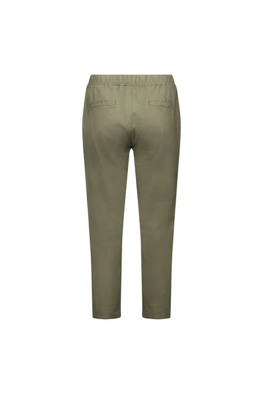 7/8 Length Skinny Leg Elastic Waist Pant - Army