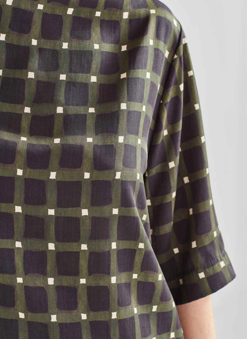 Thea Checkers Tee - Olive
