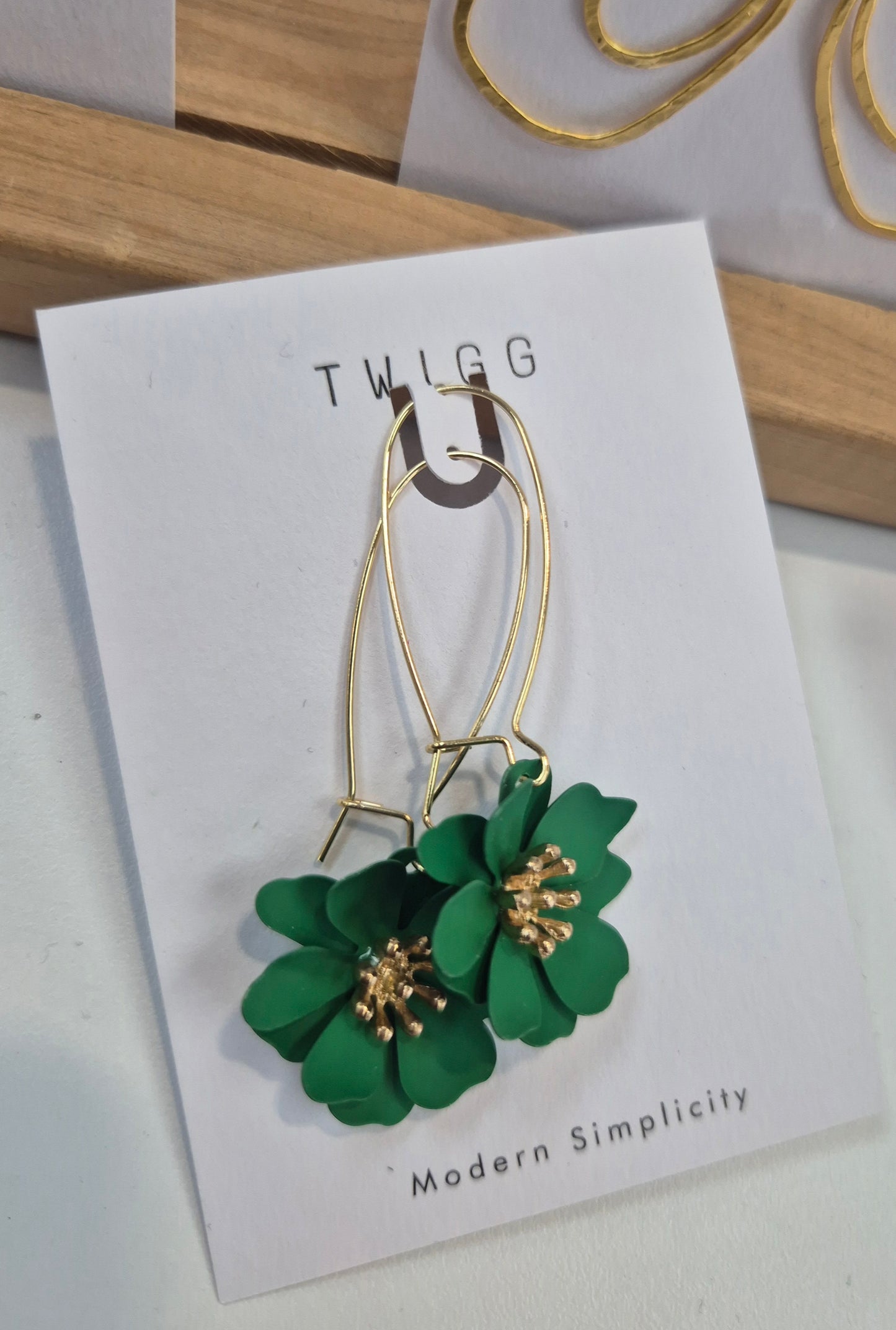 Zinna Petal Drop Earrings - Green