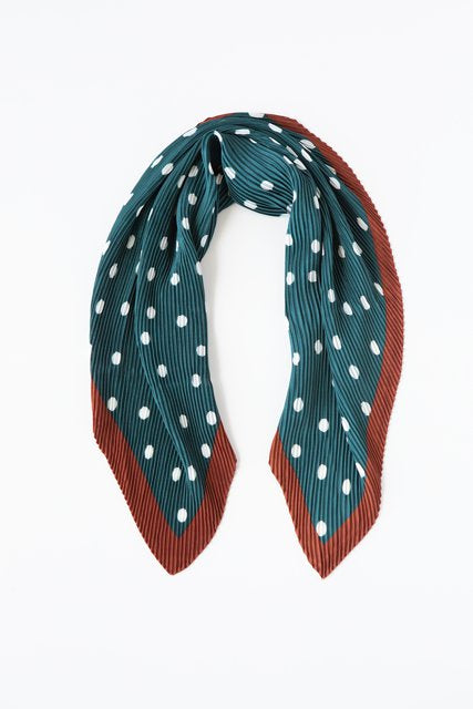 Pleated Scarf - Rust & Green