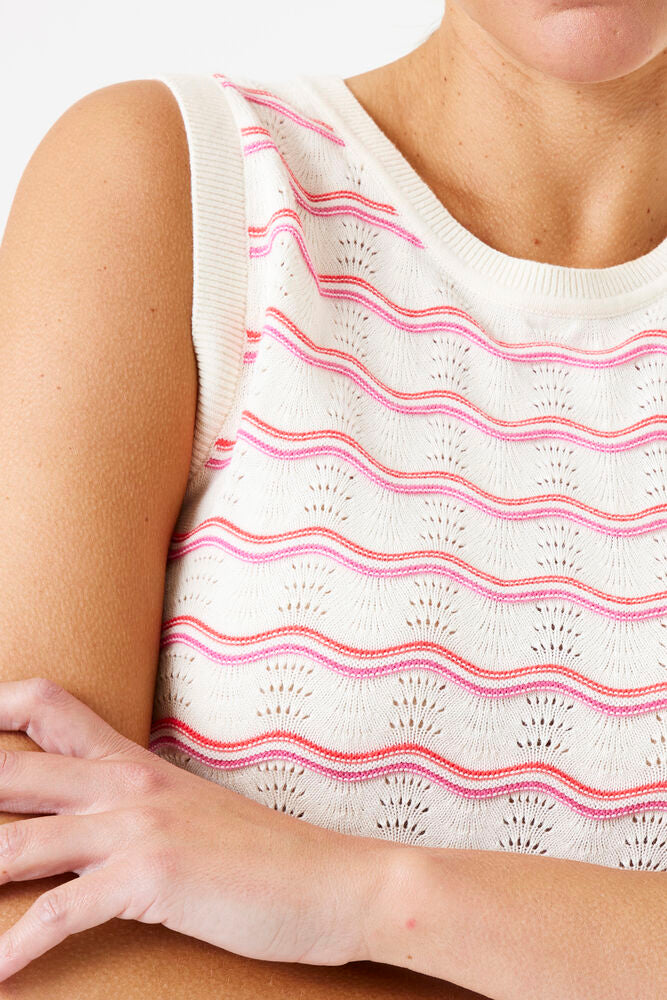 Knit Singlet - Ecru Stripe