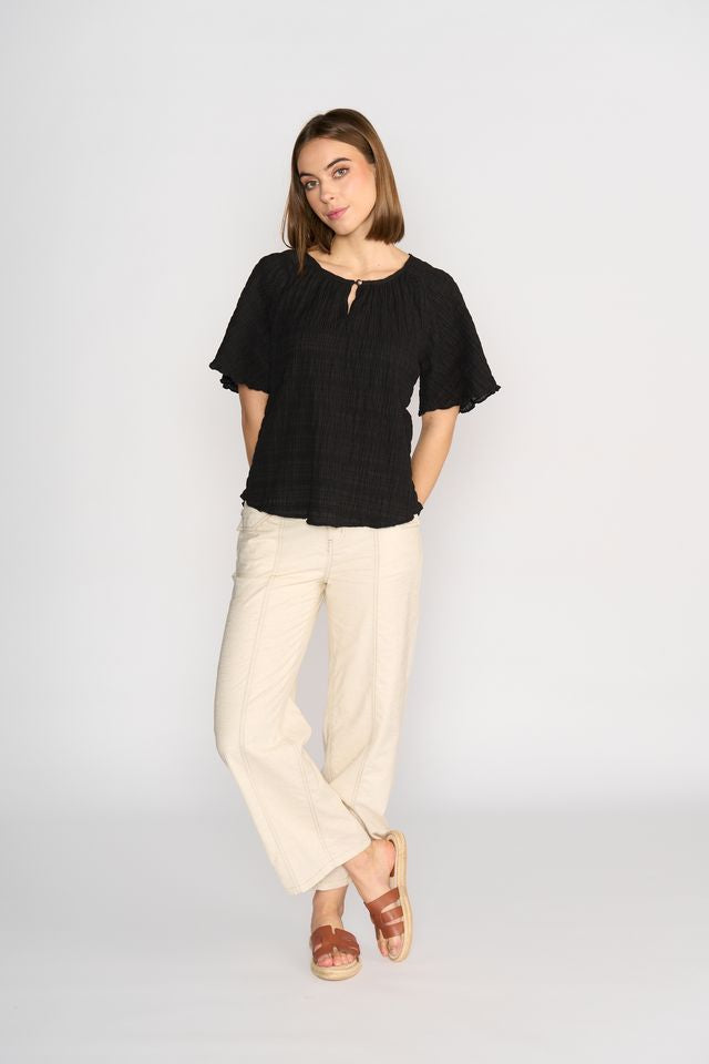 Hazel Top - Black Texture