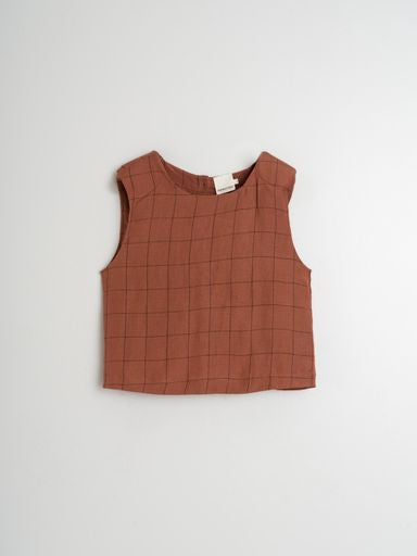 Windowpane Check Crop Top - Chocolate