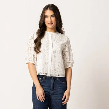 Broderie Top - White