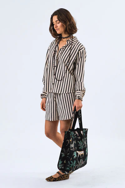 Bleeker Shirt - Black/Cream Stripe