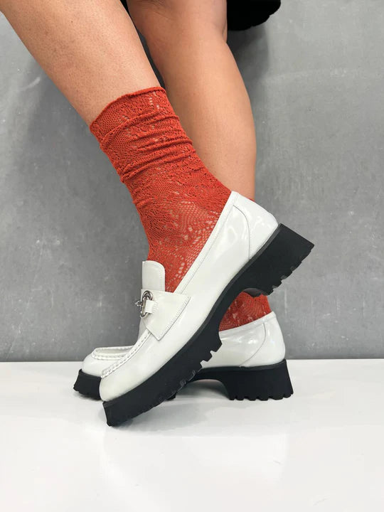 Slouch Lace Sock - Rust