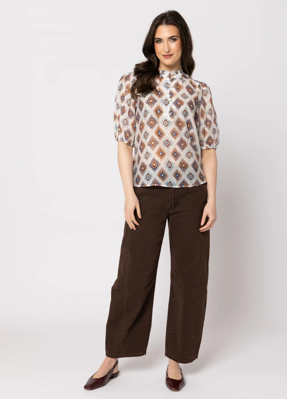 Nina Blouse - Choc Blue Diamond
