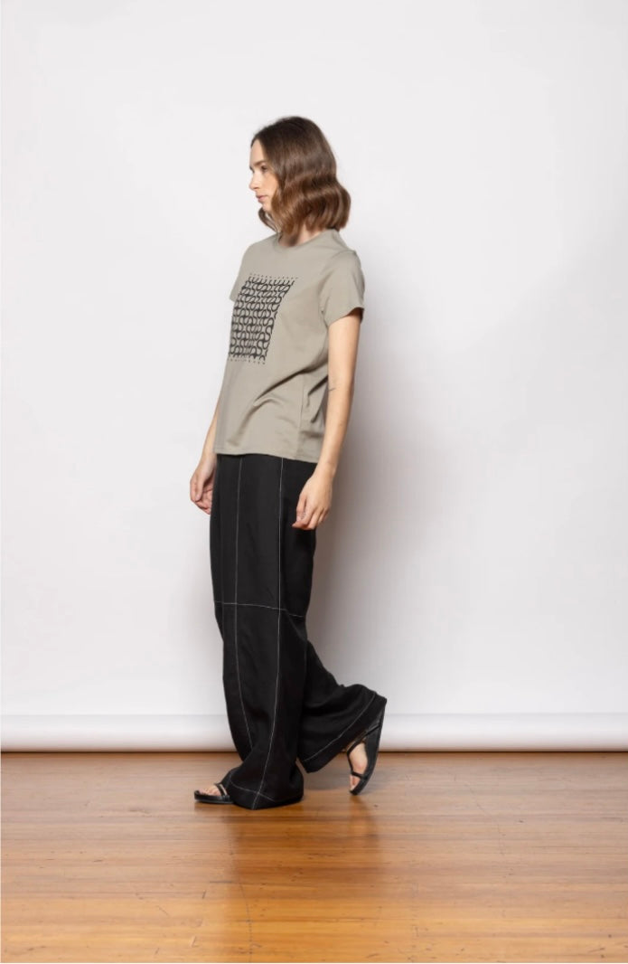Nice Day T-Shirt - Sage/Black Print