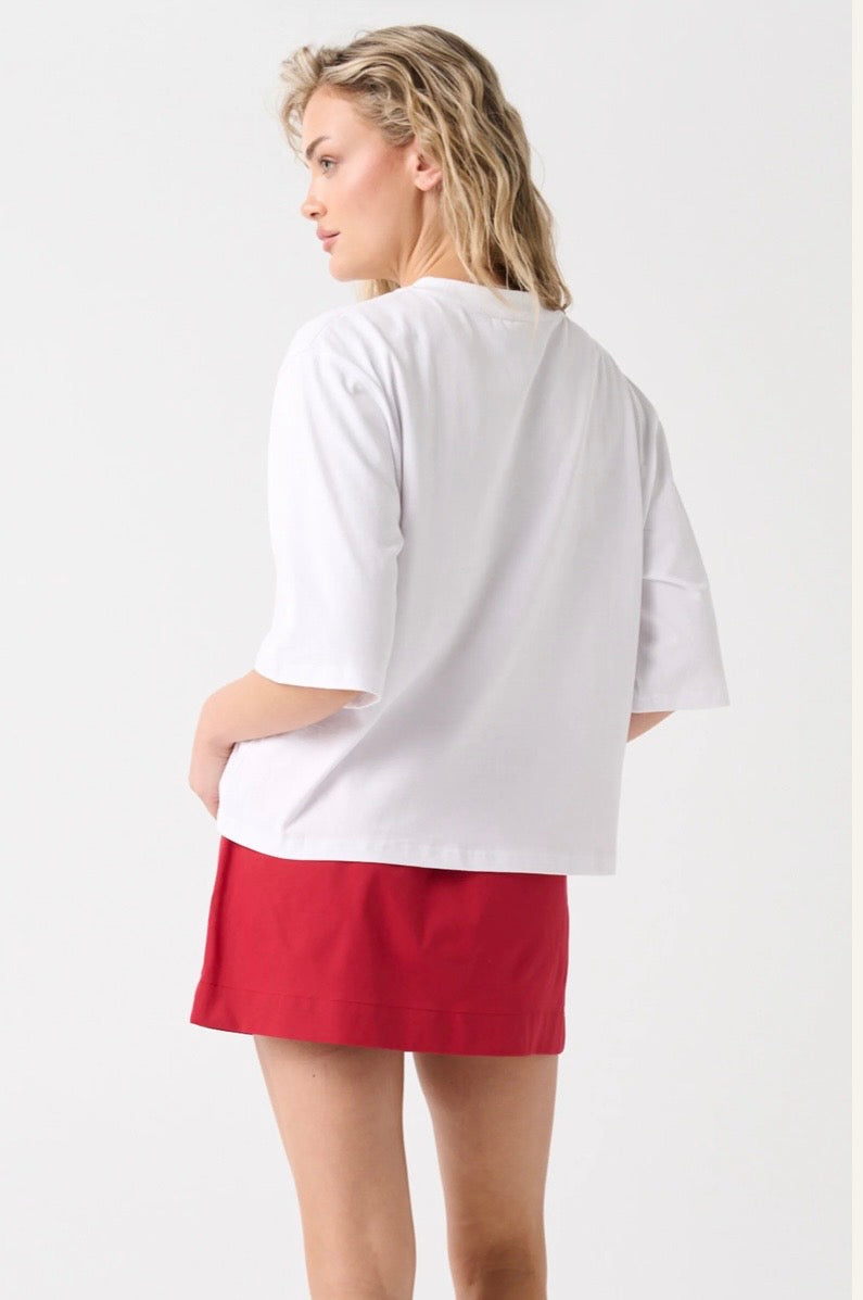 Hallie Tee -White/Red