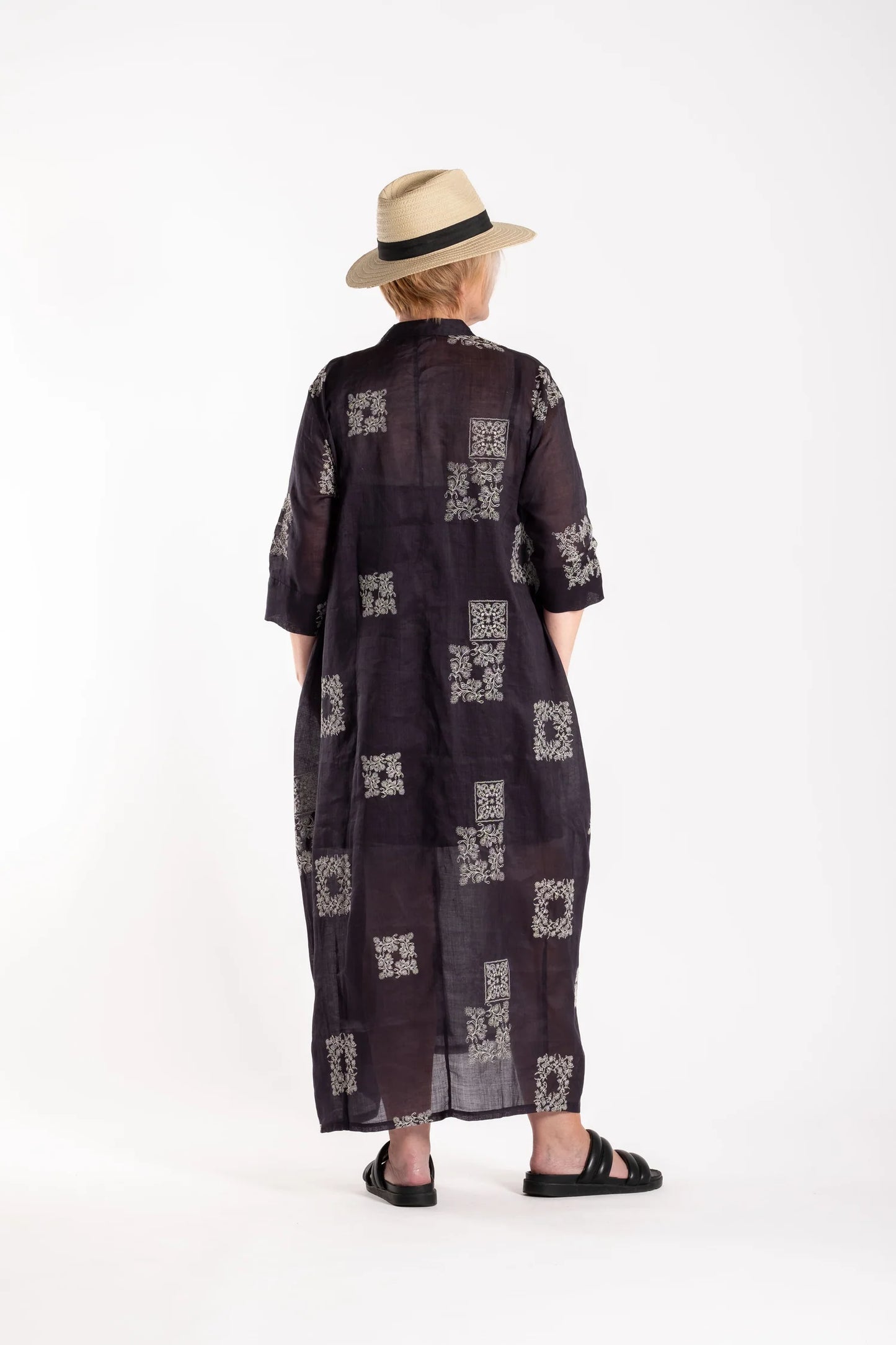 French Me Dress - Cream/Black Embroidered