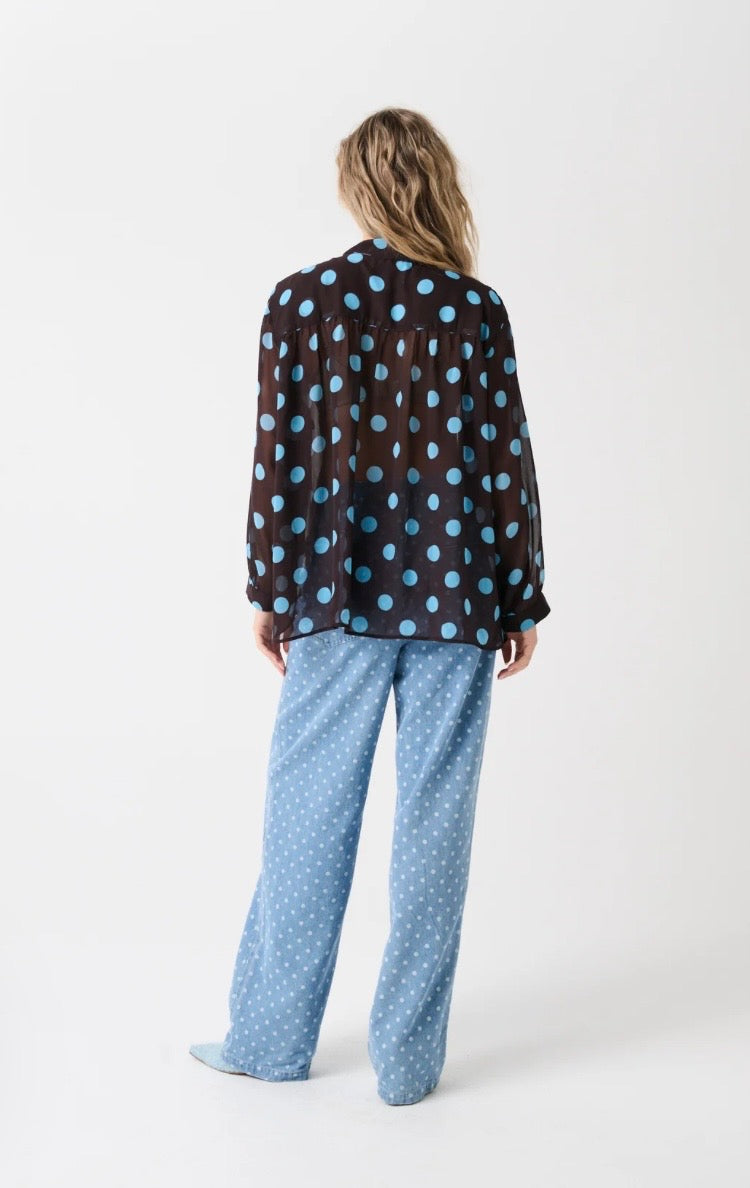 Lulu Sheer Shirt - Brunette Polka
