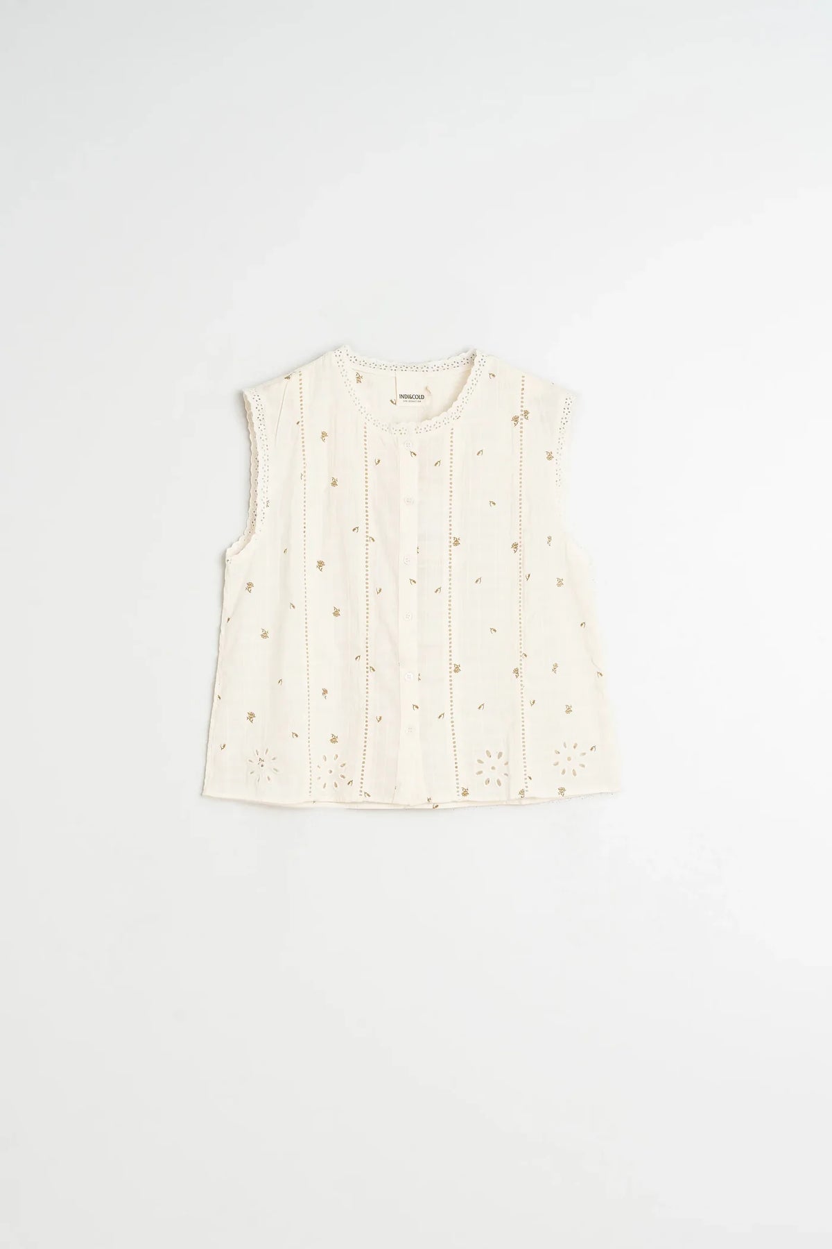 Lace Trim Sleeveless Shirt