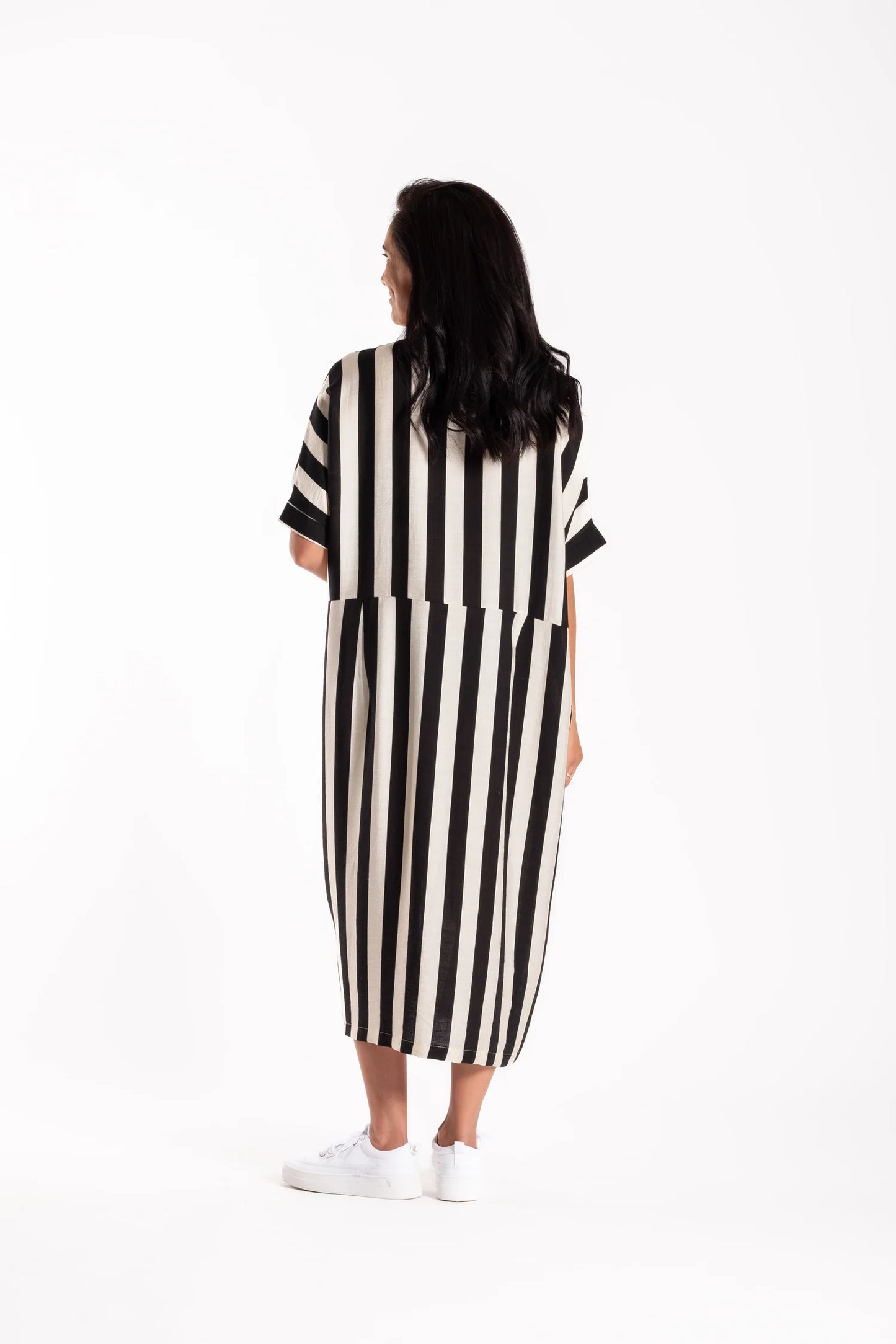 Jayde Dress - Black/White Stripe