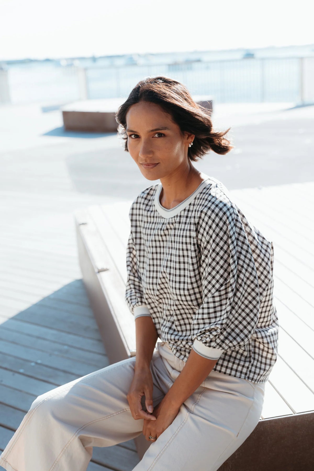 Aroha Top - Monochrome Check