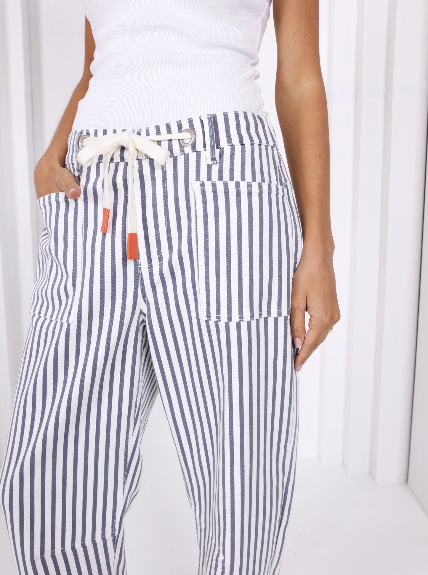 Carter Barrel Jean - Navy Stripe