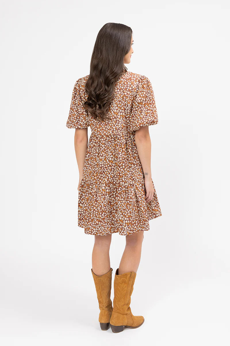 Reflective Mini Dress - Caramel