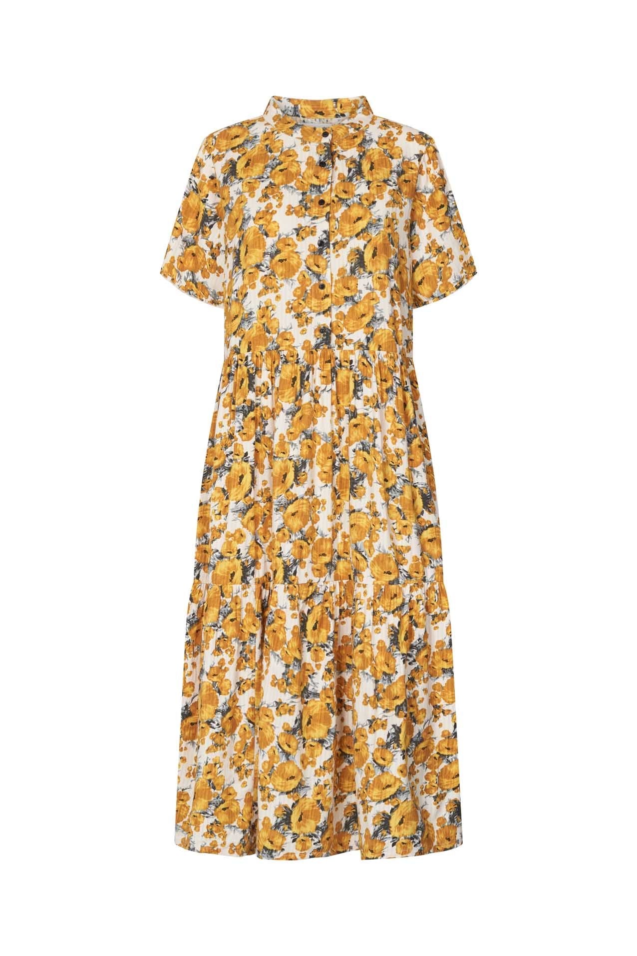 Fie Dress - Mustard Flower Print