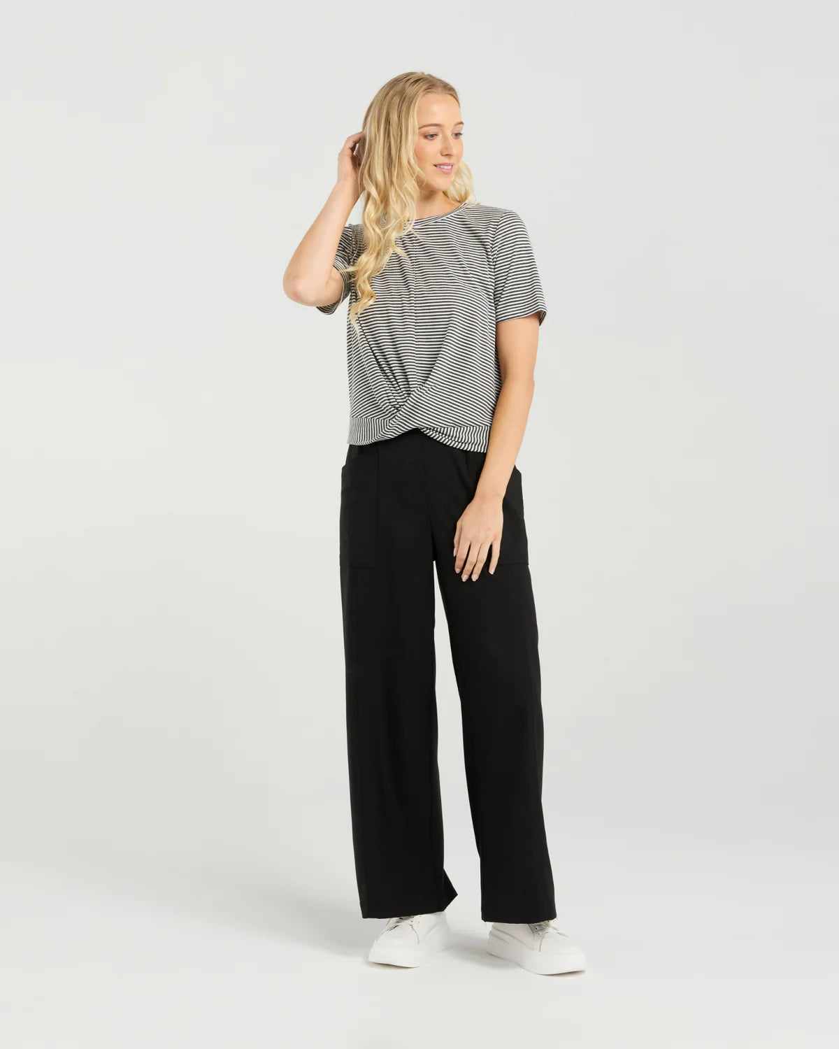 Twist Tee - Monochrome Stripe