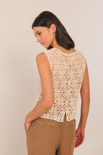 Crochet Knit Vest - Crudo