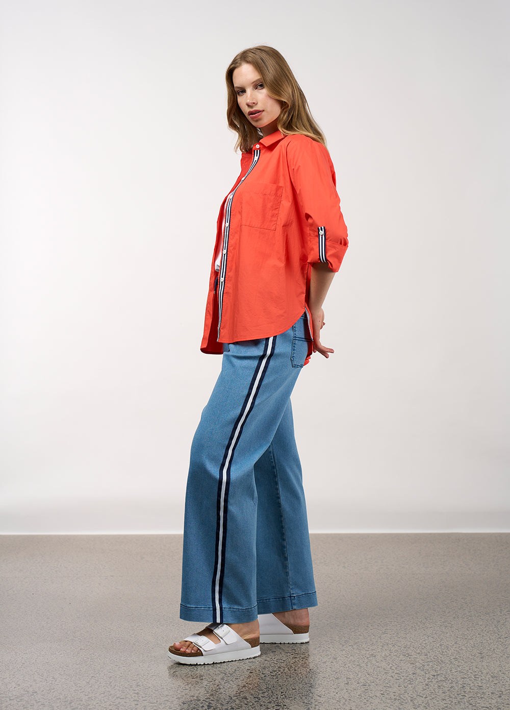 Mixed Media Shirt - Tangerine