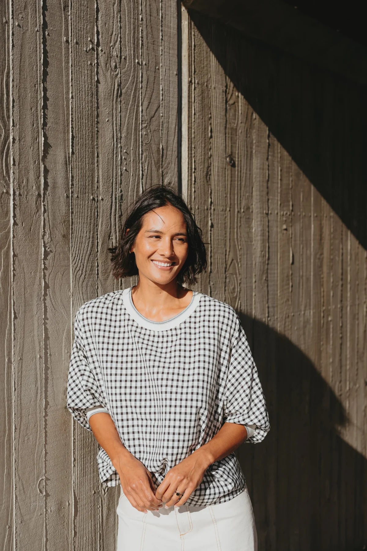 Aroha Top - Monochrome Check
