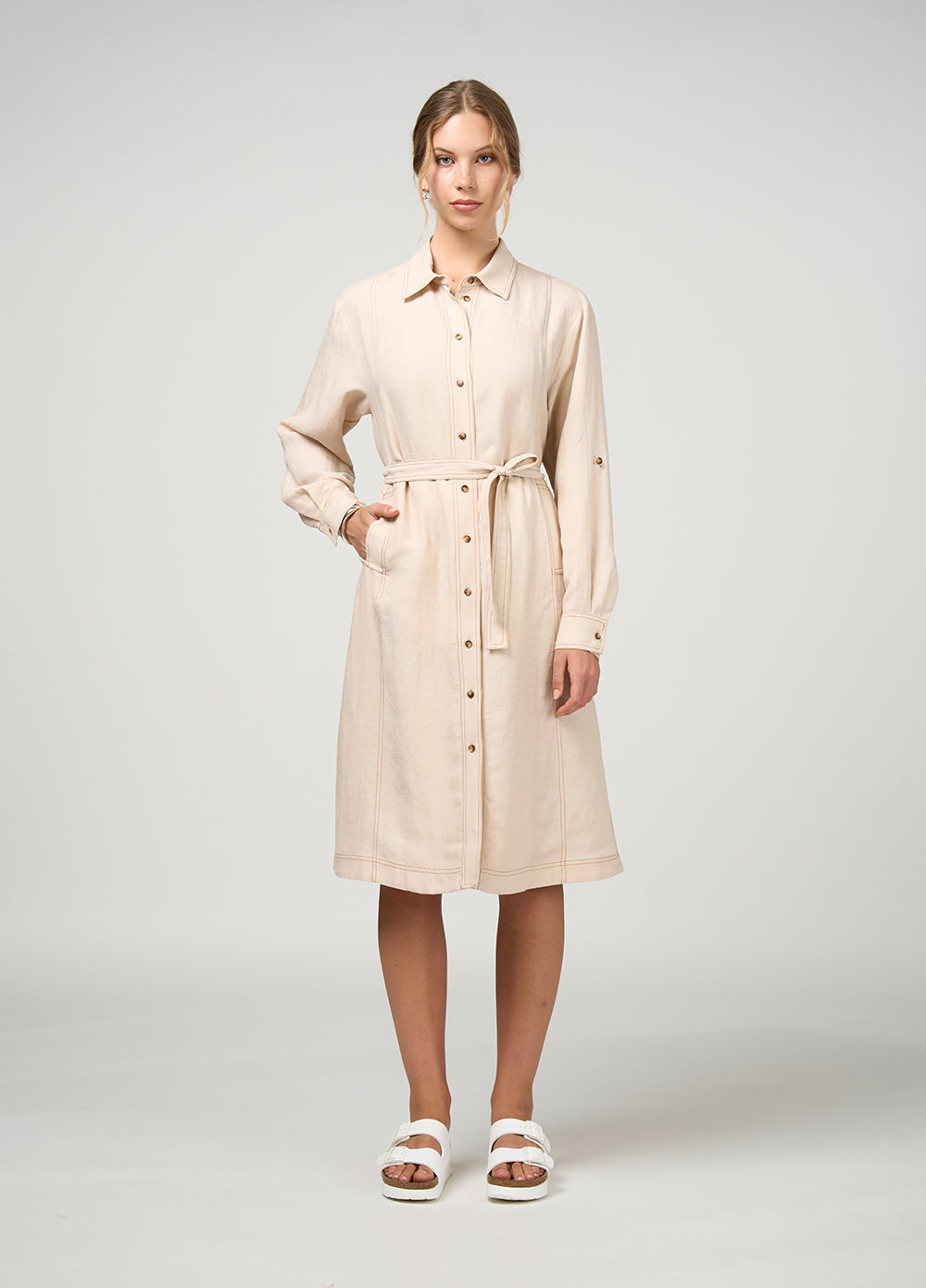 Aspect Trench Dress - Bone
