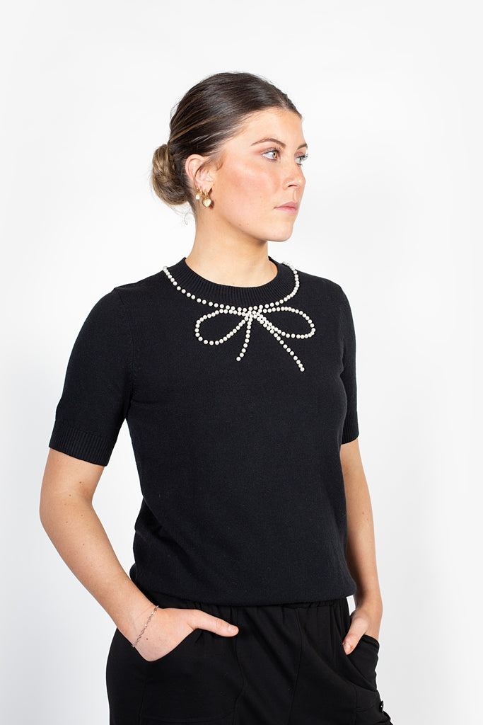 Bow’tiful Knit Tee - Black