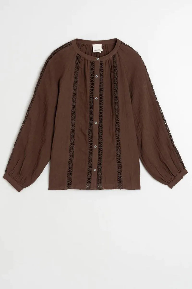 Romantic Gauze Blouse - Chocolate