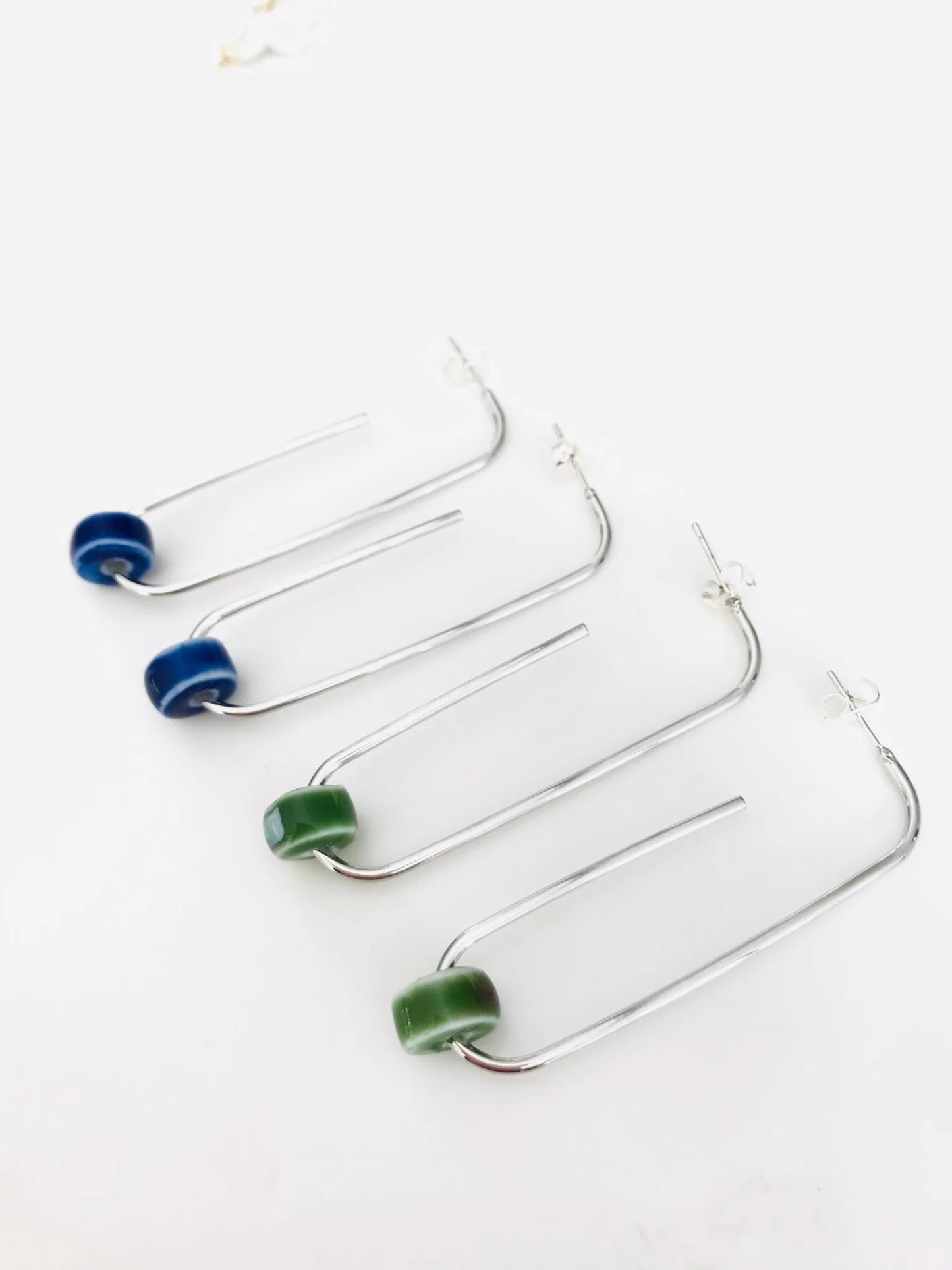 Ceramic Disc Earrings - Green