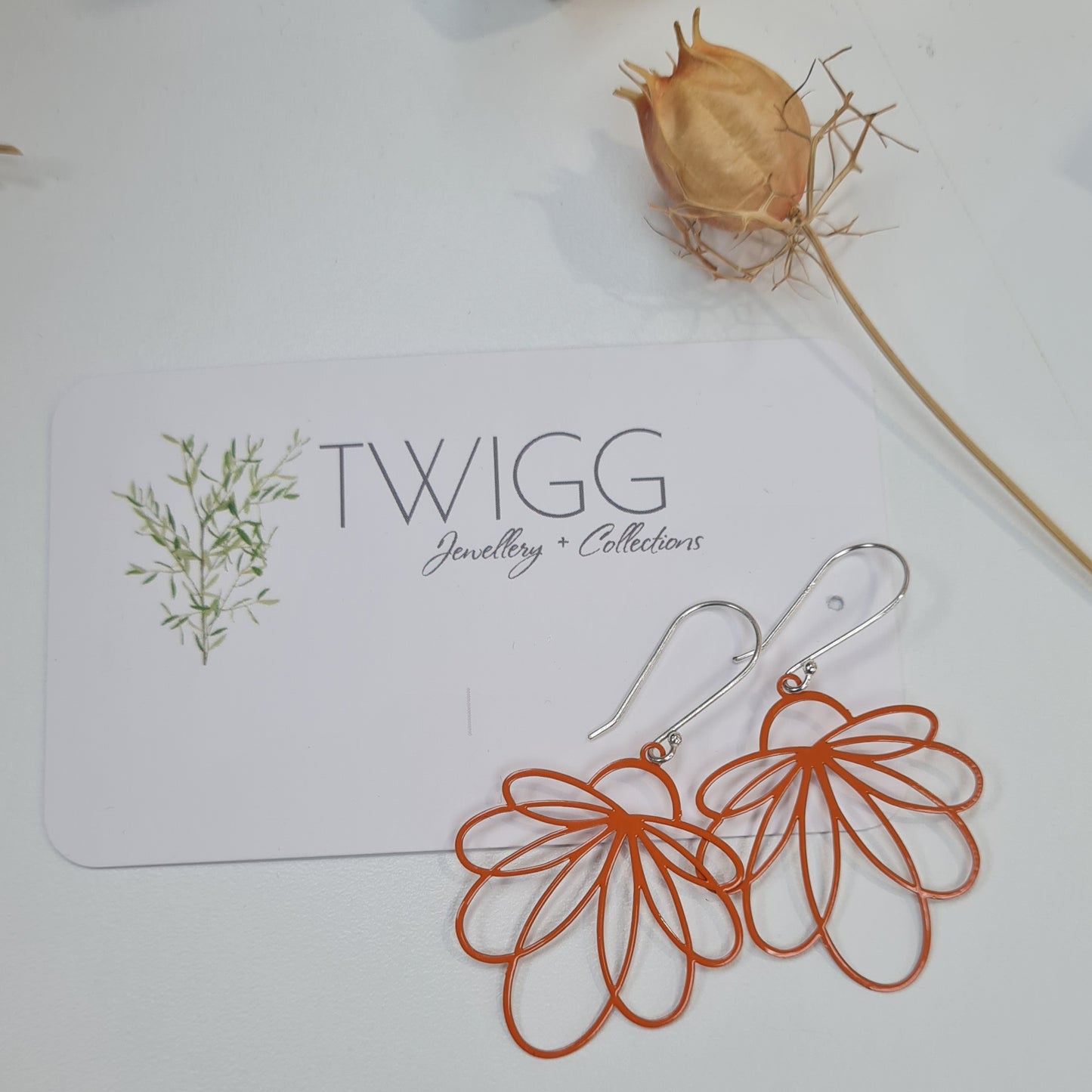 Stella Scribble Drop Earrings - Rust