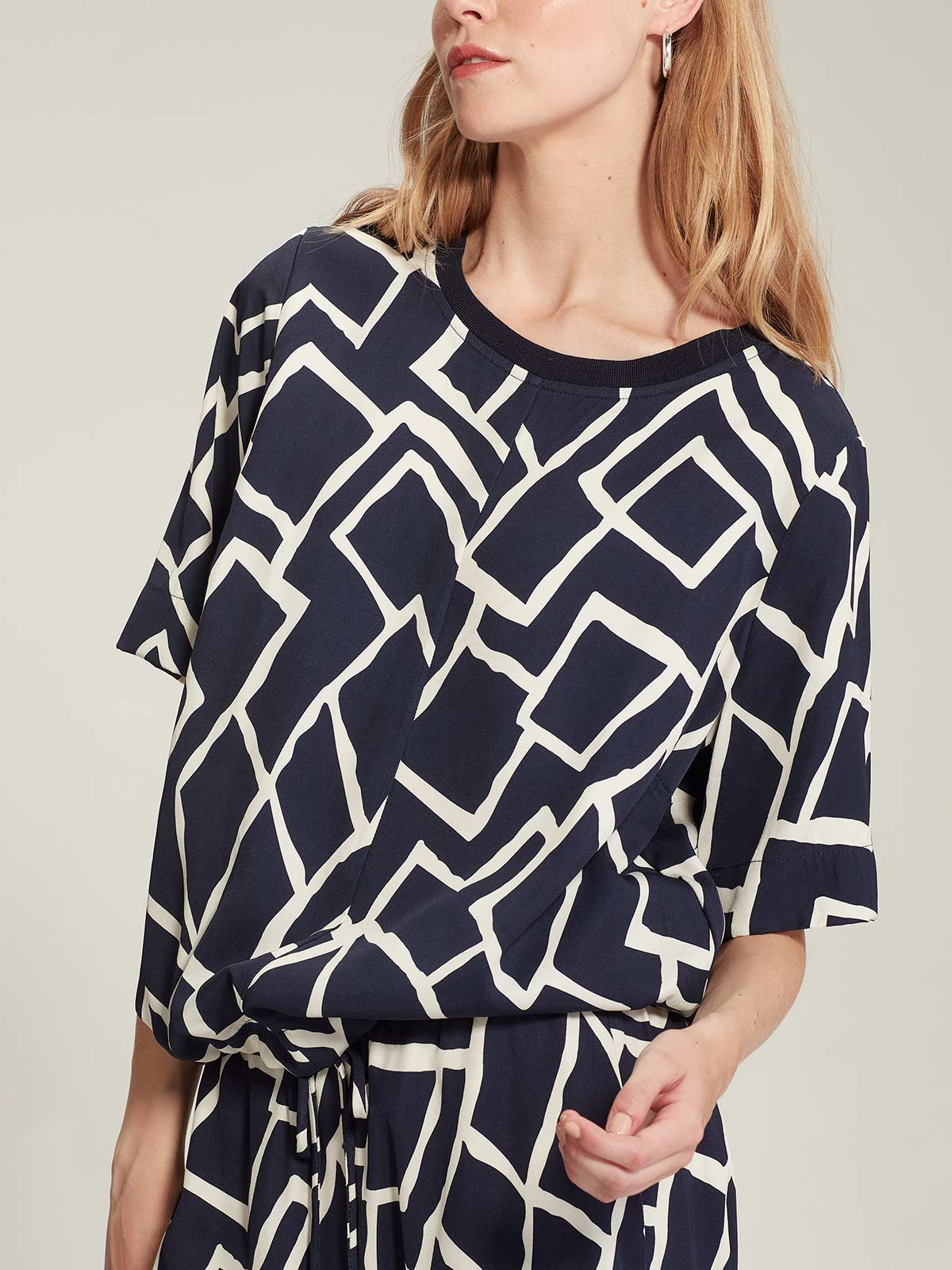 Dea Print Top - Navy Print