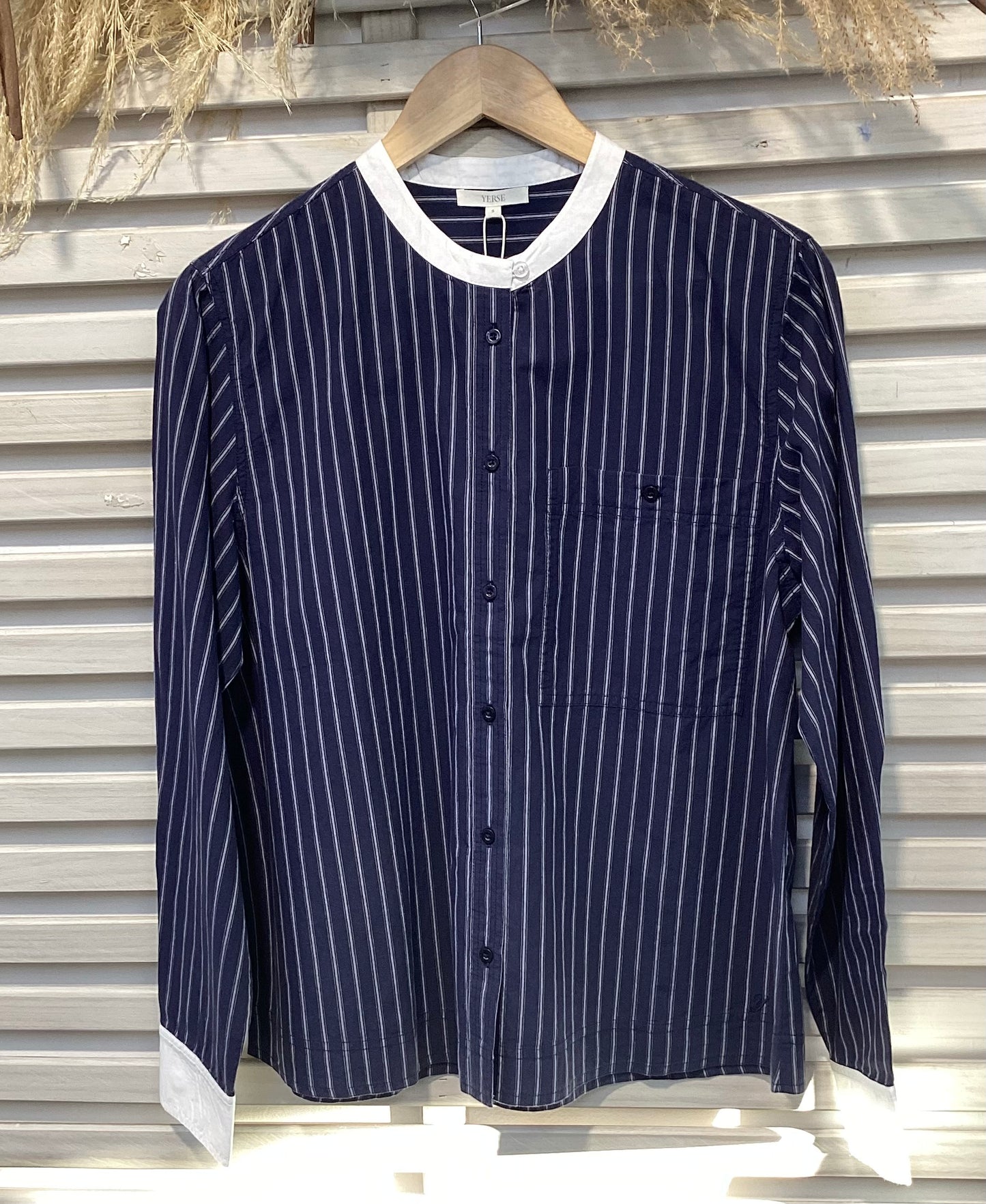 Yerse Striped Shirt - Navy