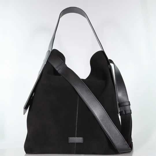 Saddle Tote - Black Suede