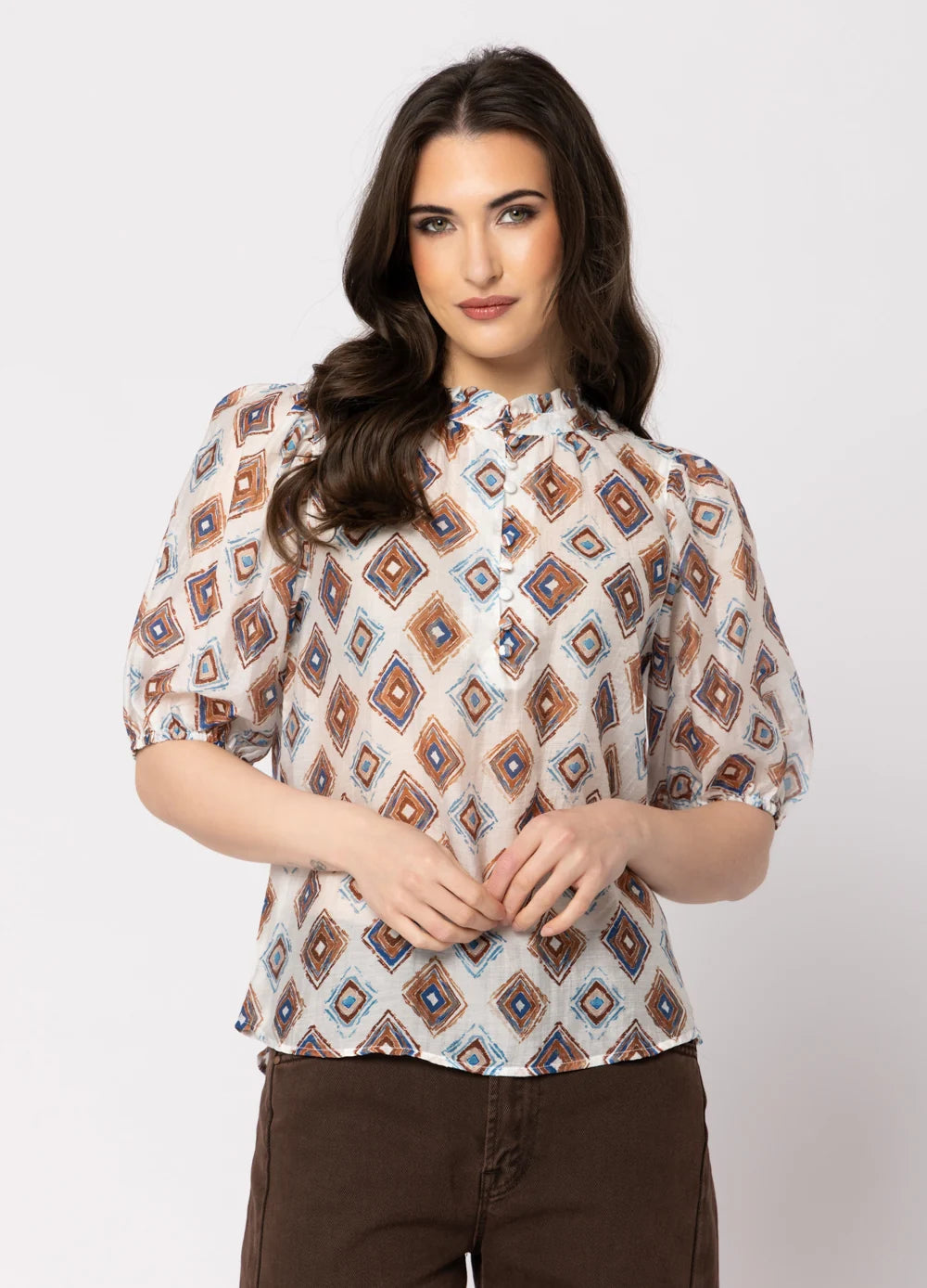 Nina Blouse - Choc Blue Diamond