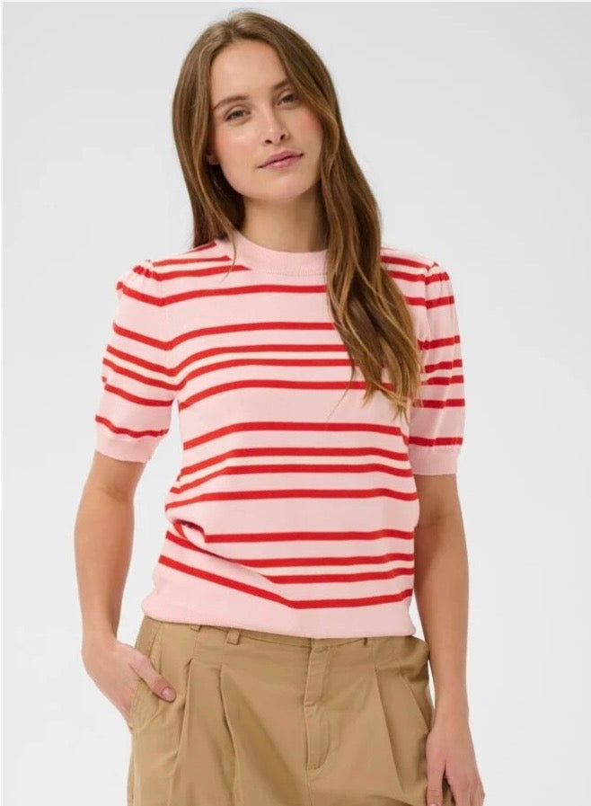Pila Pullover - Chalk Pink/Red Multi Stripe